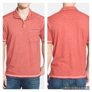 Tommy Bahama Solerno Island Modern Fit Peach Cotton Polo Shirt Size Large